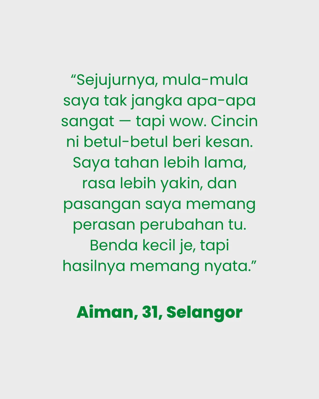 Testimoni pelanggan Dr. MIT Ring, Aiman, 31, Selangor