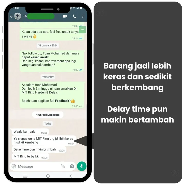 Perkongsian pelanggan Dr. MIT Ring melalui WhatsApp, 2